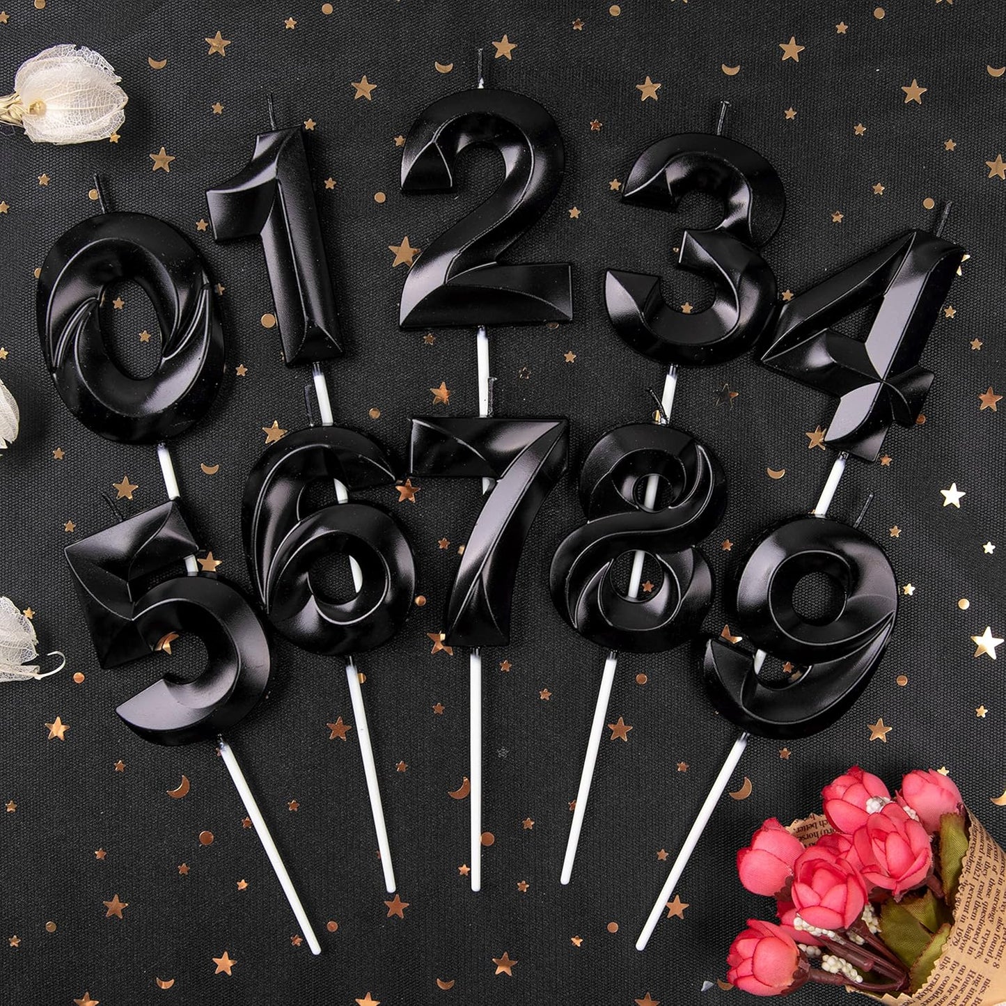 PHD Cake 2.76 Inch Diamond Black 5 Number Birthday Candles, Party Celebration