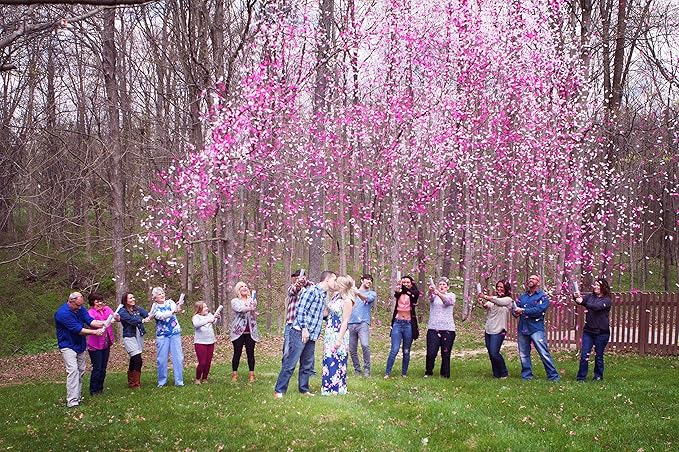 Gender Reveal Confetti Cannon Poppers(2 Pack - Pink) Gender Reveal Surprise - Colorful Confetti