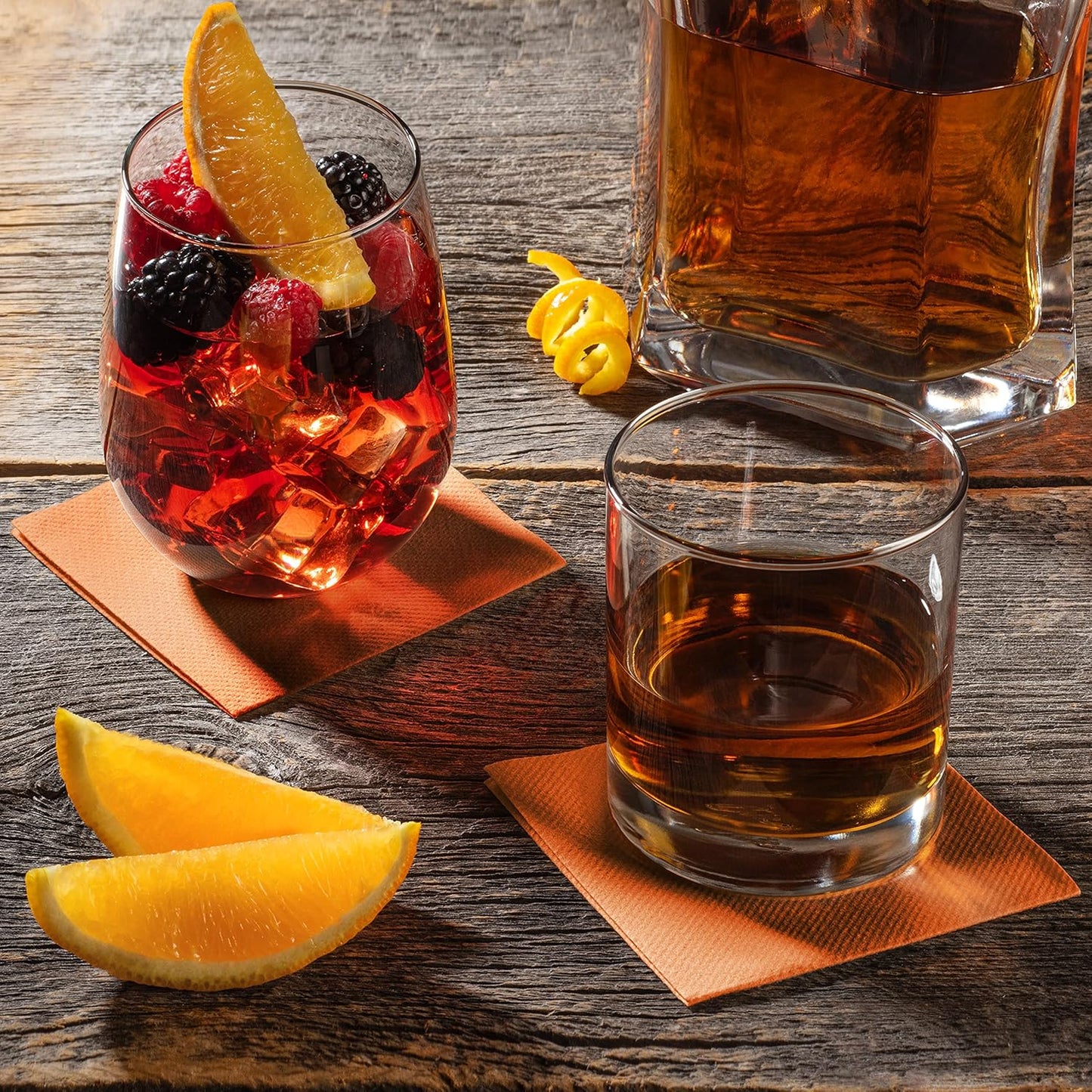 AMERICAN HOMESTEAD Peach Cocktail Napkins - Premium 4"x4" Disposable Linen-Like Beverage Napkins - Bulk Square Party Bar Serviettes for Weddings, Parties, Events, and Everyday Use - 100 Count