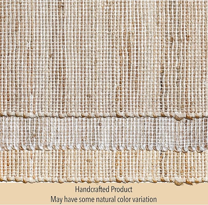 Chardin home Natural Jute Table Runner 13x36 Inch – Vintage Boho Rustic Table Decor – Handwoven Table Runner in Natural Jute and Ivory – Farmhouse Dining or Console Table Accent
