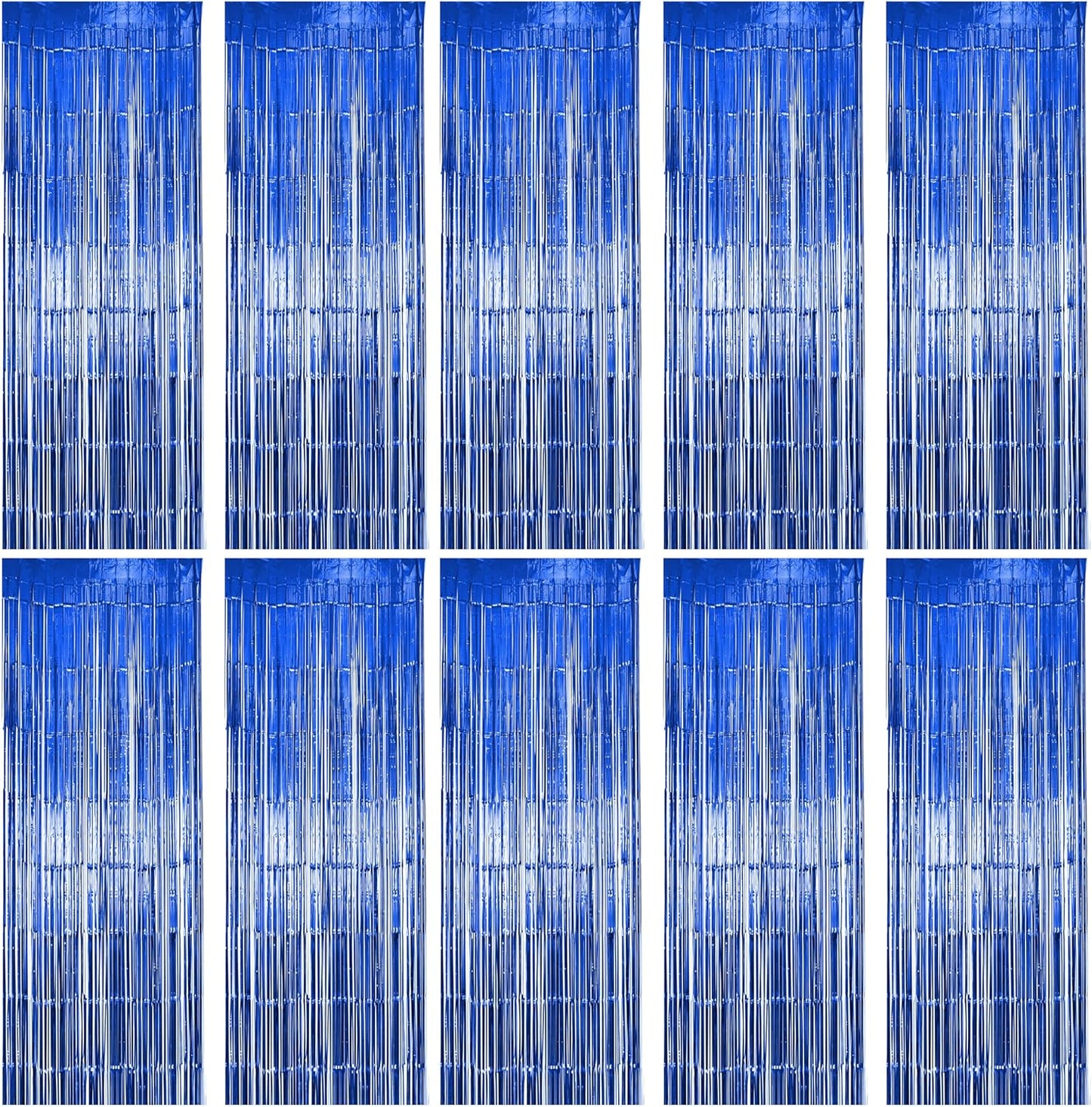 10 Pack Blue Fringe Backdrop Curtains, Blue Streamers Party Backdrop, Party Decorations Supplies for Birthday, Holidays, Parties & More