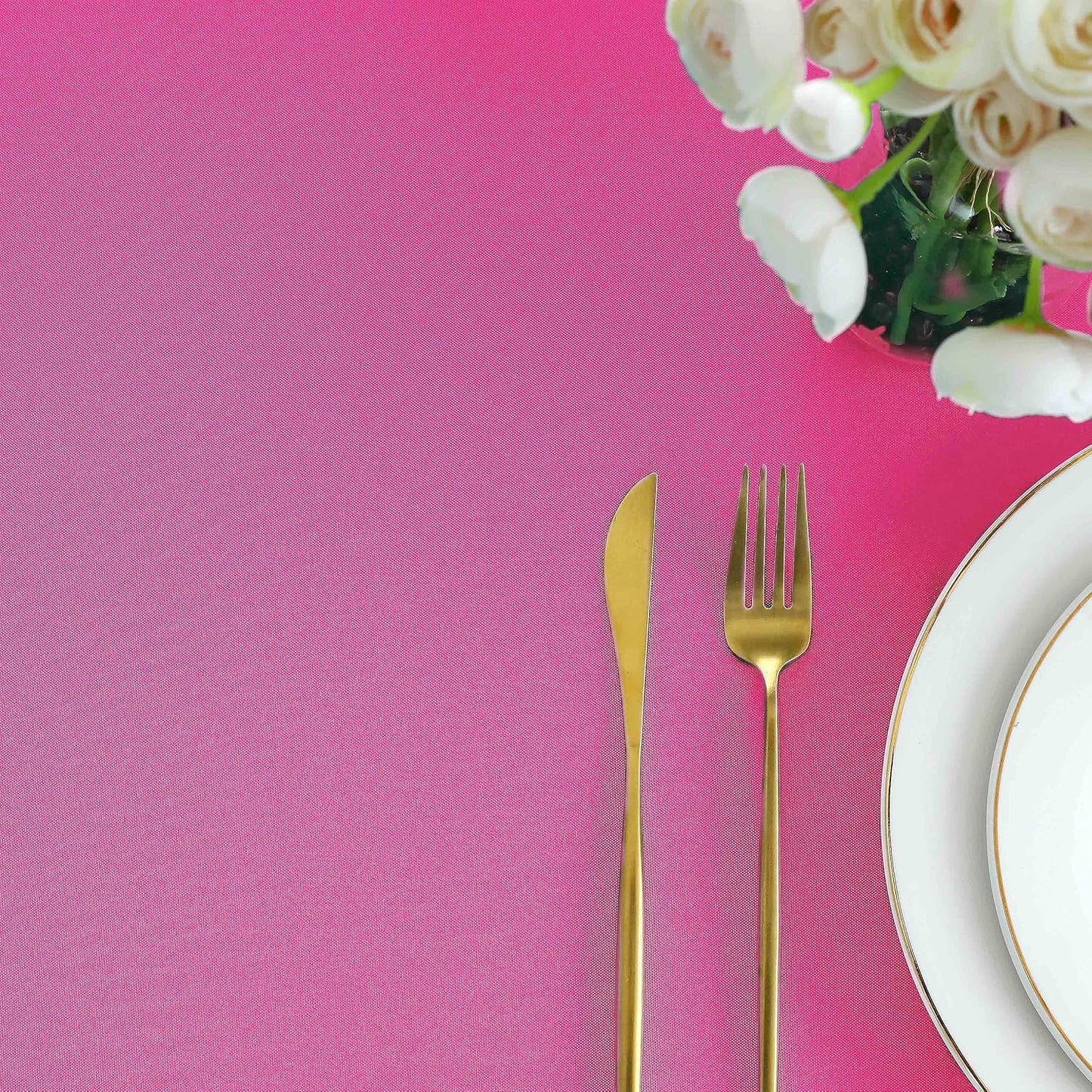 FOLINS&HOME Hot Pink Square Tablecloth - 54 x 54 Inch Fuchsia Wrinkle Free Waterproof Polyester Table Cloths, Spillproof Heavy Duty and Washable Table Cover for Party, Banquet, Rectangle/Oblong