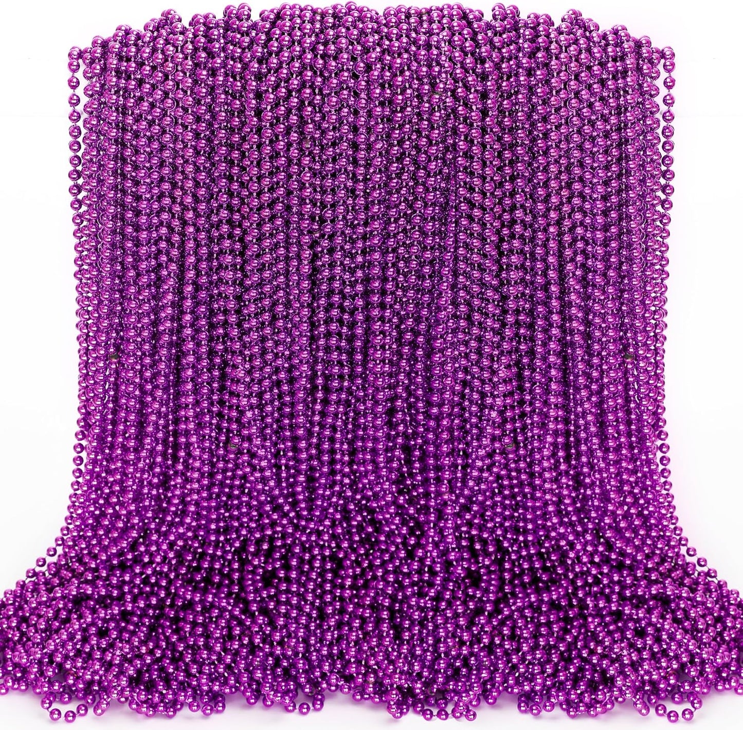 100PCS Mardi Gras Beads, Mardi Gras Beads Party Favors, Purple 33" Bead Toy Necklaces Costume Bulk, Festival Parade Throw Accessories for Halloween Mardi Gras Wedding Birthday Celebrations Decor