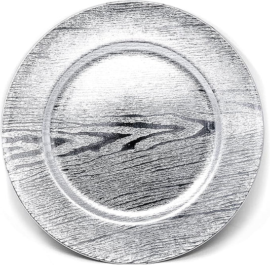 allgala Heavy Quality Round Charger Plates - Chargers for Dinner Plates - Set of Charger Plates for Table Decor - Ideal for Weddings, Thanksgiving Parties & Holidays - Grain Silver (13-Inch 48-Pack)