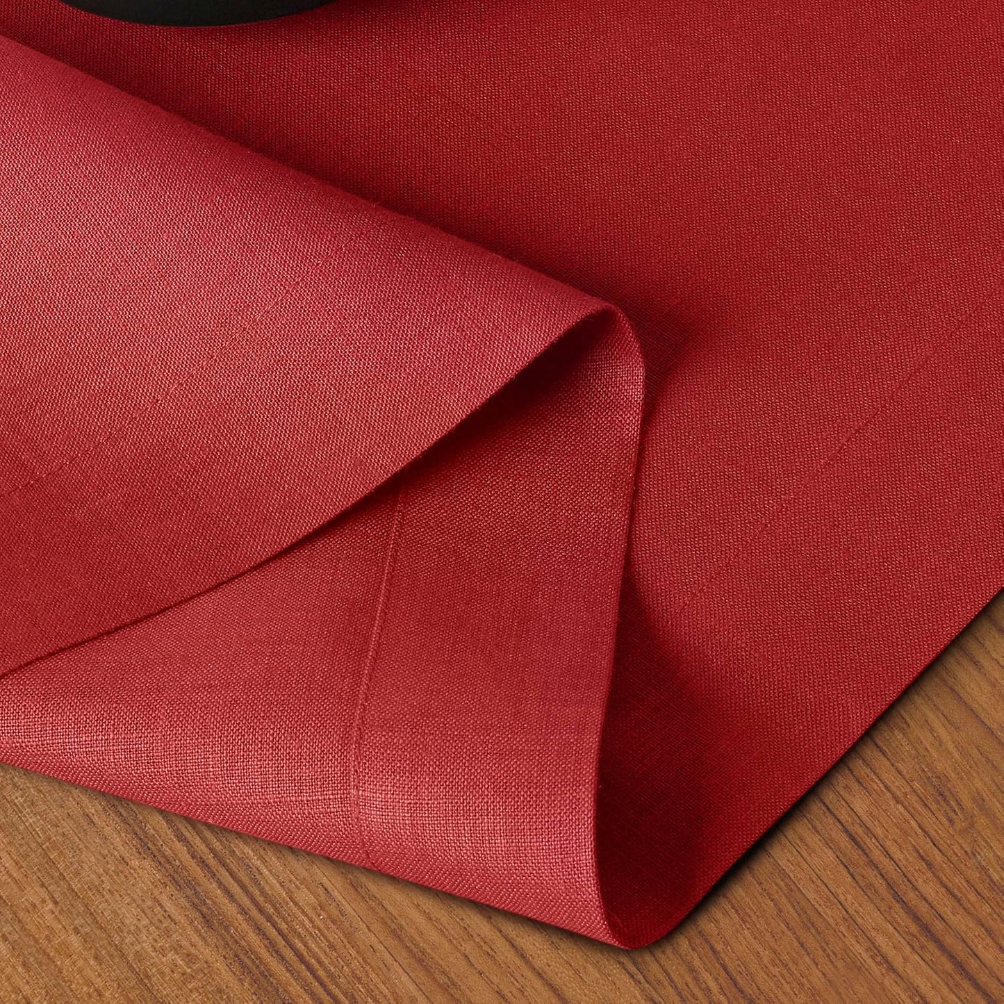 D'Moksha Homes Linen Bright Red Table Runner 108 Inches Long - 100% Pure Linen Dining Table Runner 14 x 108 Inch for Fall, Autumn and Halloween - Machine Washable