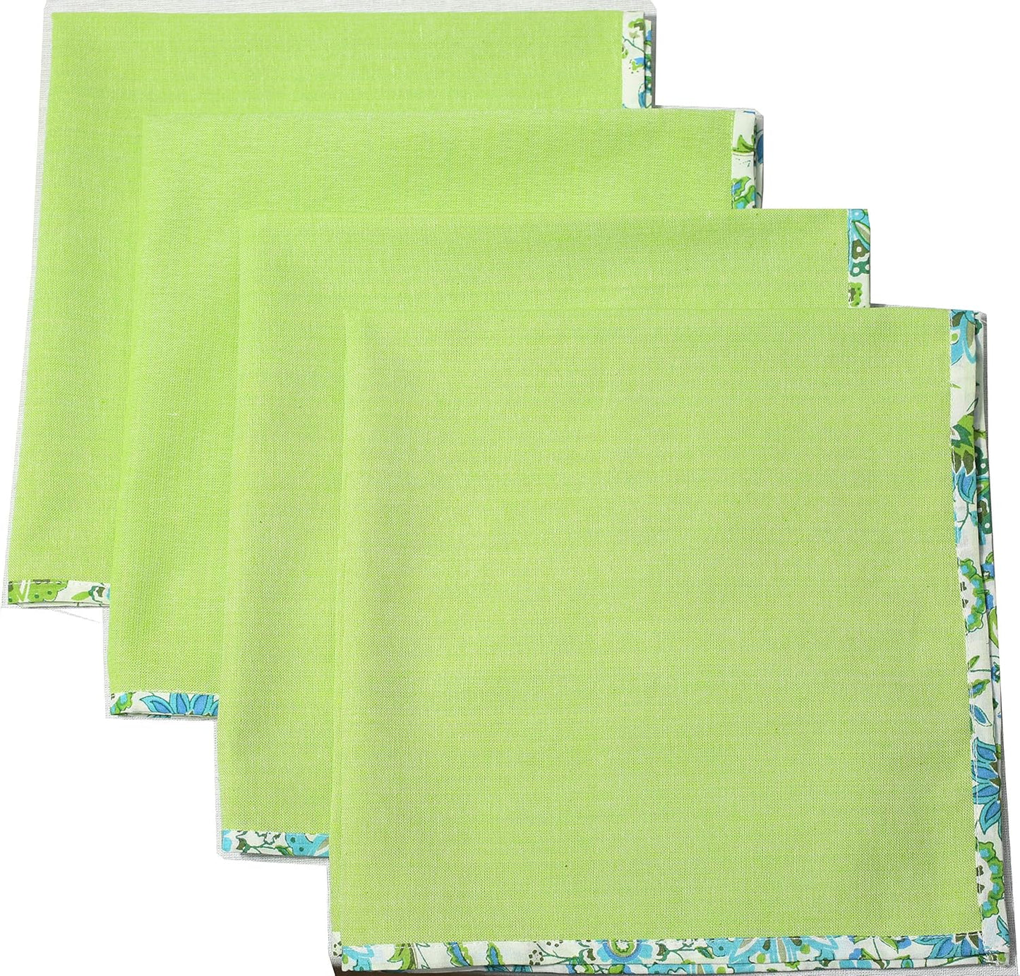 Touchstone Indtresor Indian Heritage Fabric Cotton Table Linen Reversible Set Runner Napkins Mats in Blue Green