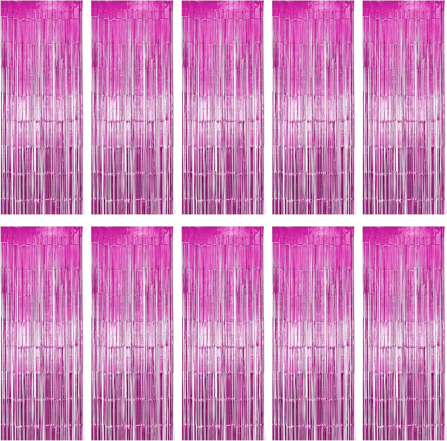 10 Pack Pink Fringe Backdrop, Pink Tinsel Backdrop Curtains, Party Decorations Supplies for Birthday, Holidays, Parties & More