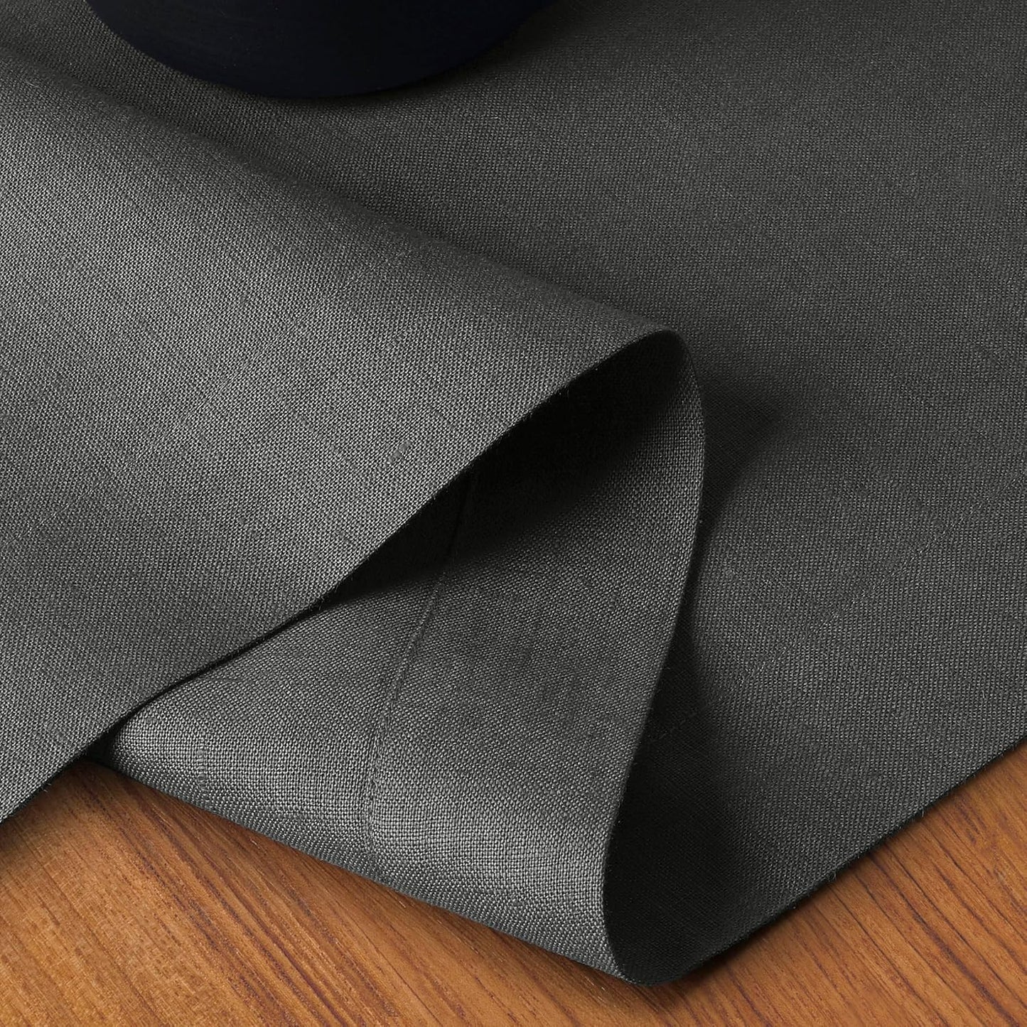 D'Moksha Homes Linen Charcoal Grey Table Runner 90 Inches Long - 100% Pure Linen 14 x 90 Inch Table Runner for Dining, Fall, Autumn and Halloween - Machine Washable