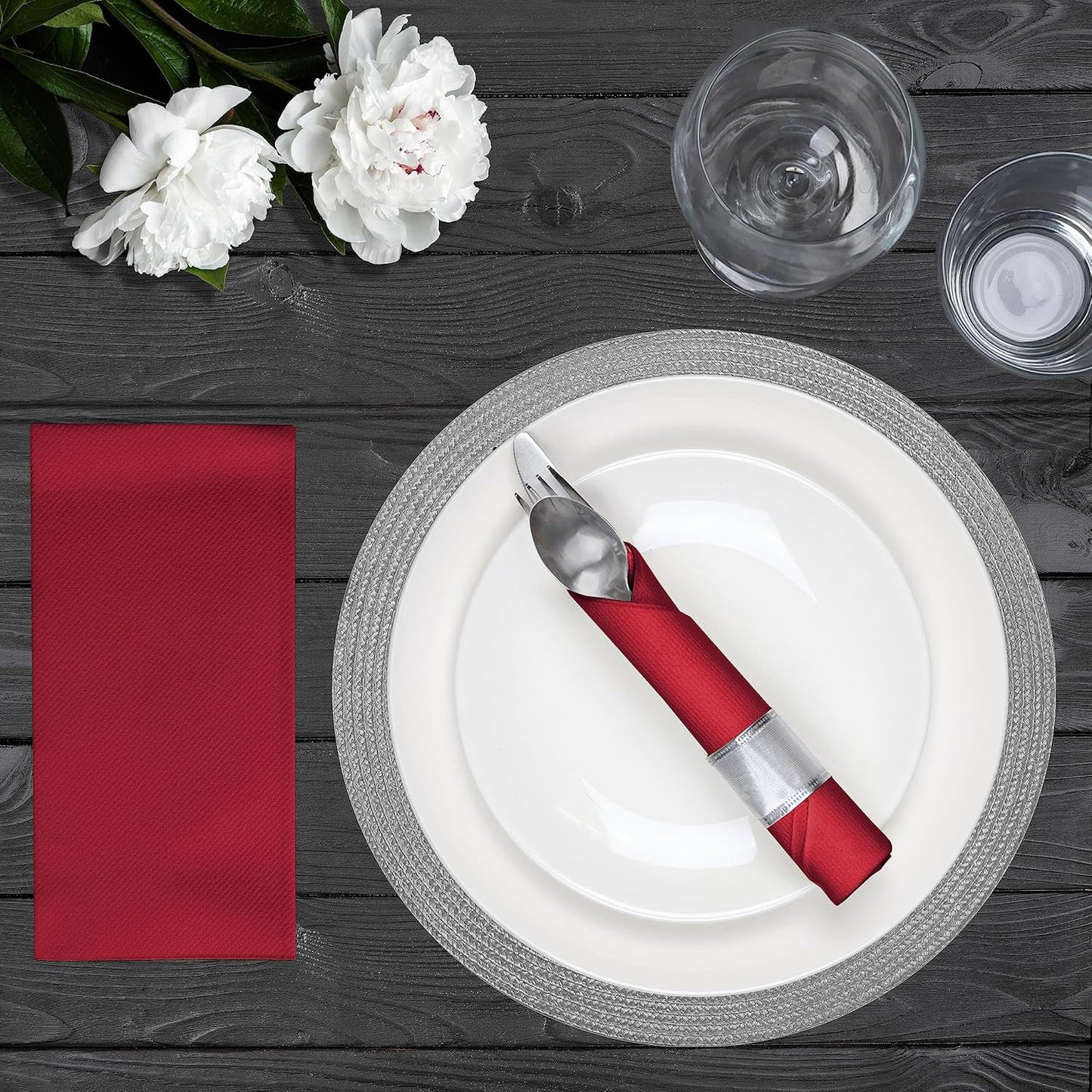 AMERICAN HOMESTEAD Burgundy Paper Dinner Napkins – 100 Pack Linen-Like Disposable Napkins for Weddings, Parties & Restaurants – Large 15.75" x 15.75" Premium Table Napkins