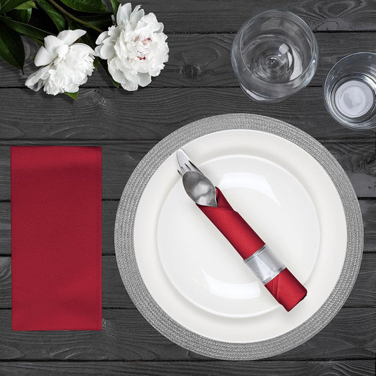AMERICAN HOMESTEAD Burgundy Paper Dinner Napkins – 100 Pack Linen-Like Disposable Napkins for Weddings, Parties & Restaurants – Large 15.75" x 15.75" Premium Table Napkins