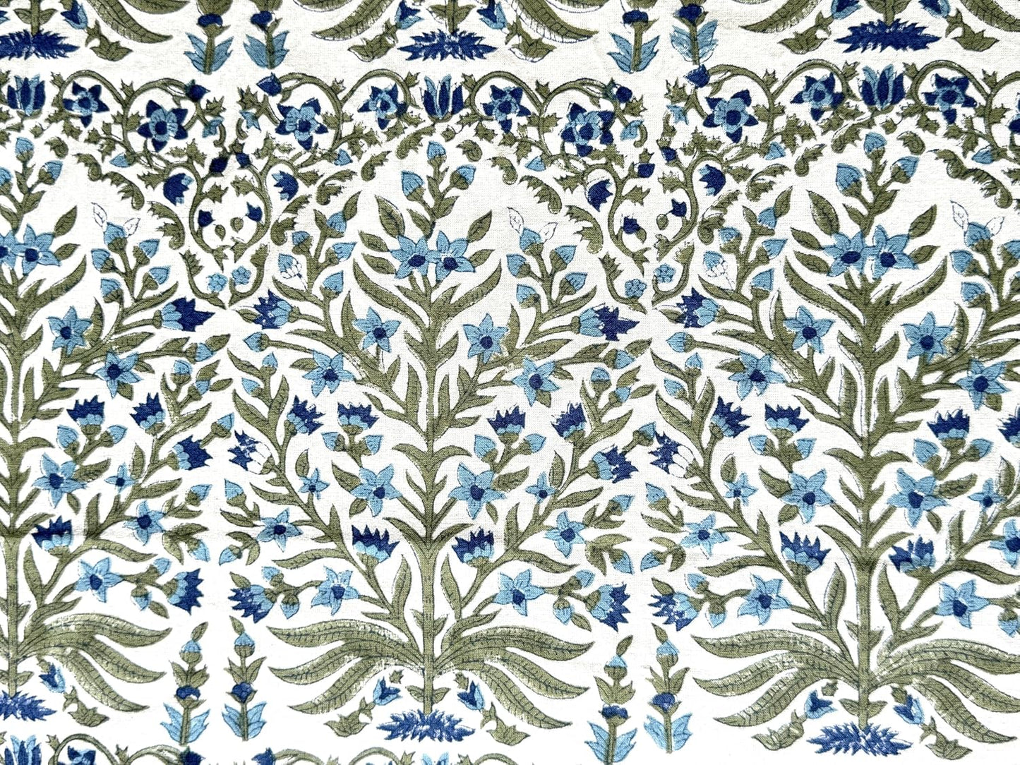 ATOSII Nargis Blue 100% Cotton Rectangle Summer Tablecloth, Indian Block Print Floral Table Cloth I Dining Parties Weddings Outdoors Holidays 60 X 60 Inches 4 Seater I Grandmillennial Farmhouse Boho