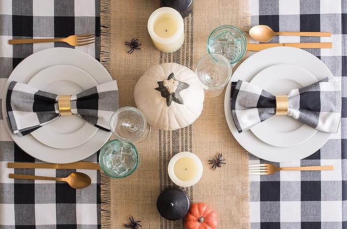 DII Jute Burlap Collection Kitchen Tabletop, Table Runner, 14x108, Middle Stripe Gray