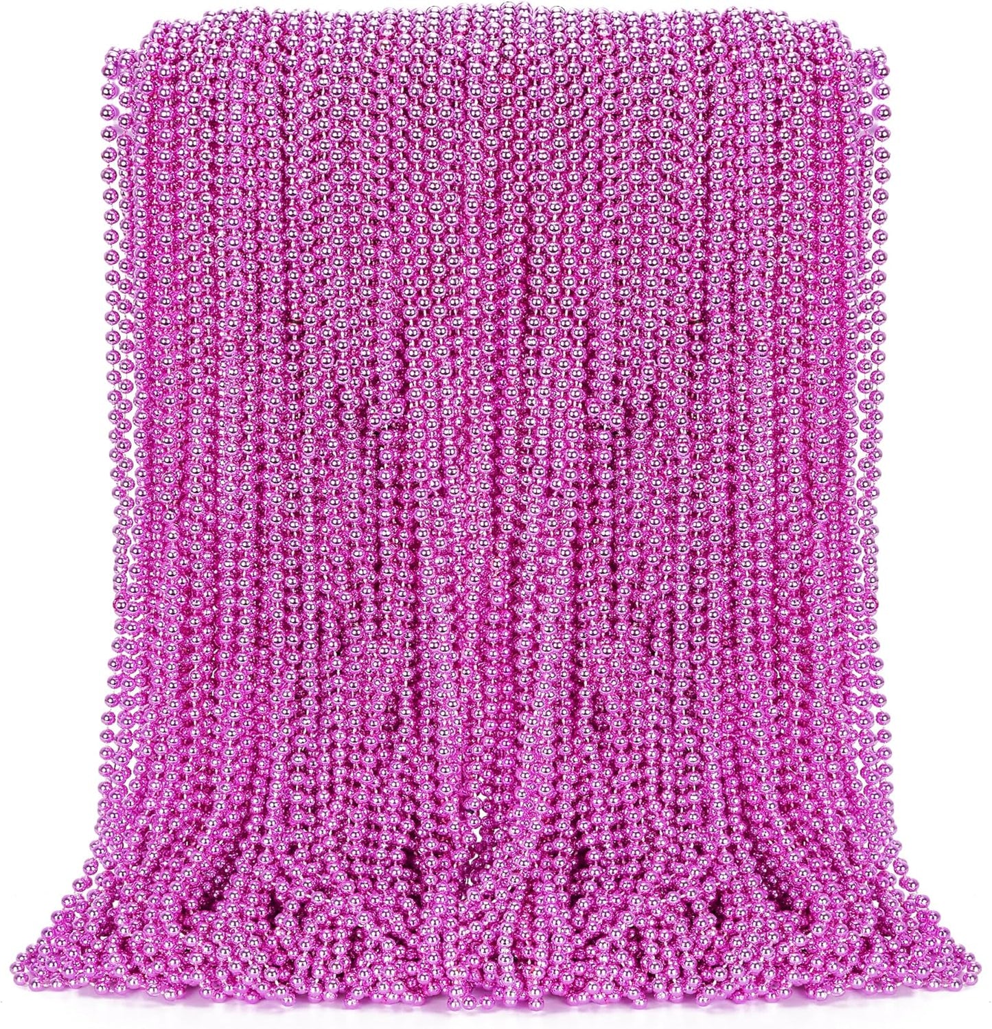 100PCS Bead Necklace, Breast Cancer Awareness Beaded Necklaces Stuff, 33" Mardi Gras Beads Necklace Costume, Festival Parade Throw Accessories for Wedding Birthday Gender Reveal Party Events Supplies