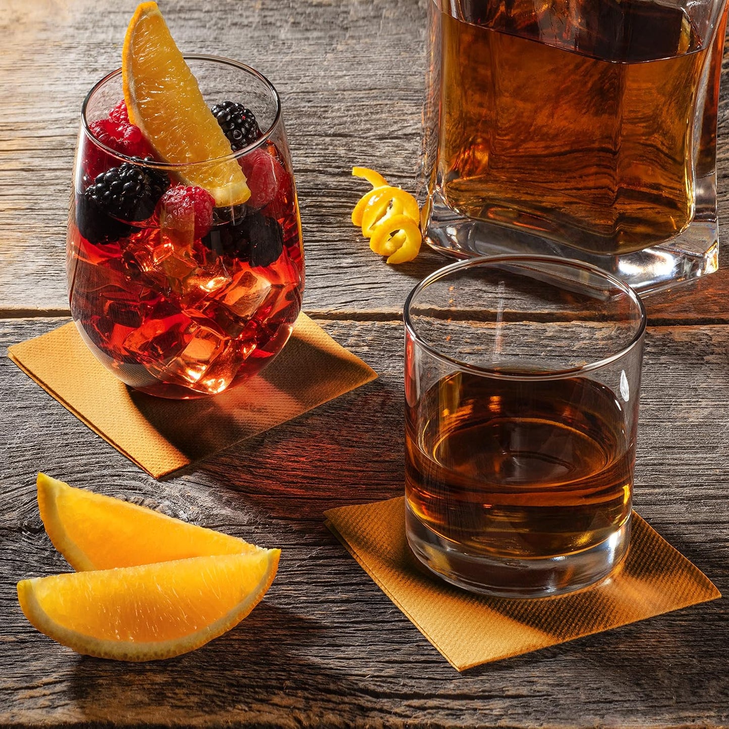 AH AMERICAN HOMESTEAD Paper Cocktail Napkins - Linen-Like Disposable Beverage Bar Napkins 4.75" x 4.75" - Bulk Square Napkins - Ideal for Party or Wedding (Orange/Curry -100 Count)