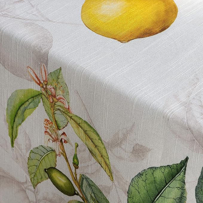 Maison d' Hermine Table Cloth Rectangle Table 100% Cotton 60 x 120 Inches Tablecloth Reusable Decorative for Dining Room Farmhouse Home Valentines Day Decorations Spring Summer - Limoncello
