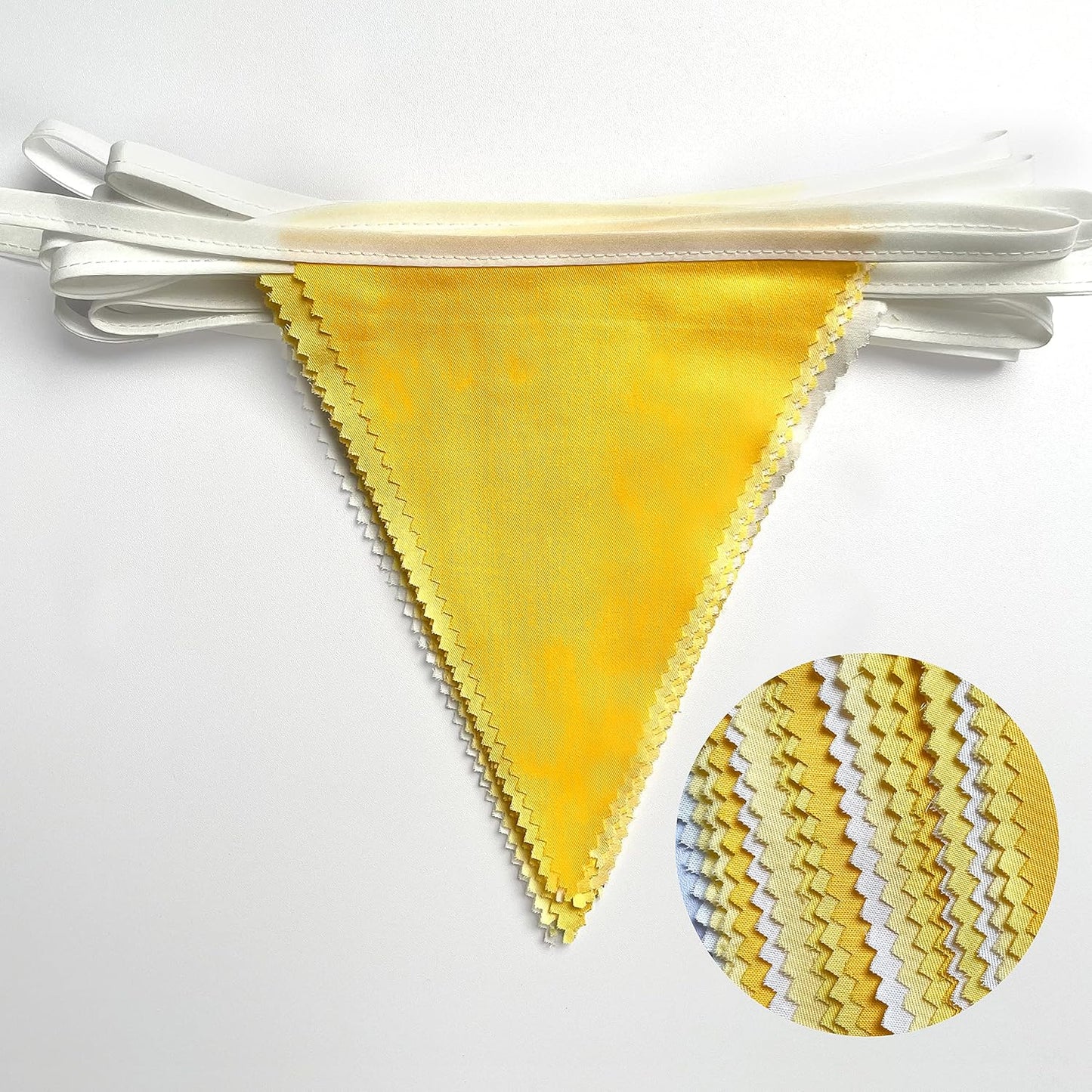 32Ft Yellow Party Decorations Yellow White Pennant Banner Fabric Triangle Flag Bunting Garland for Lemon Bee Sunflower Birthday Baby Shower Anniversary Wedding Party Home Outdoor Garden Decorations