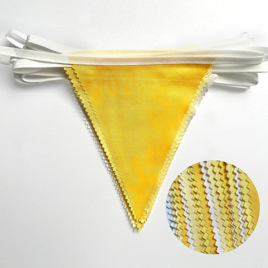 32Ft Yellow Party Decorations Yellow White Pennant Banner Fabric Triangle Flag Bunting Garland for Lemon Bee Sunflower Birthday Baby Shower Anniversary Wedding Party Home Outdoor Garden Decorations
