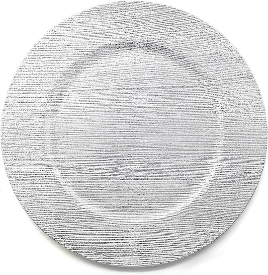 allgala 13-Inch 6-Pack Heavy Quality Round Charger Plates-Texture Silver-HD80356
