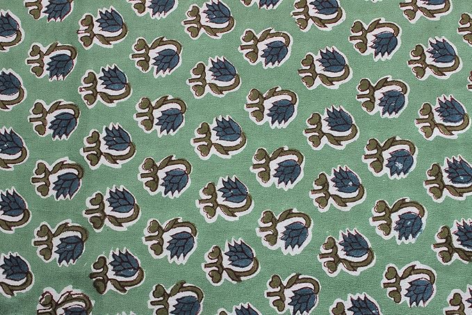 Ridhi Hand Block Print Basil Green Rectangle Cotton Tablecloth 120" x 80" Reusable Table Cover Decorative Everyday Use for Dining, Farmhouse, Home Gift for Spring, Easter, Valentine