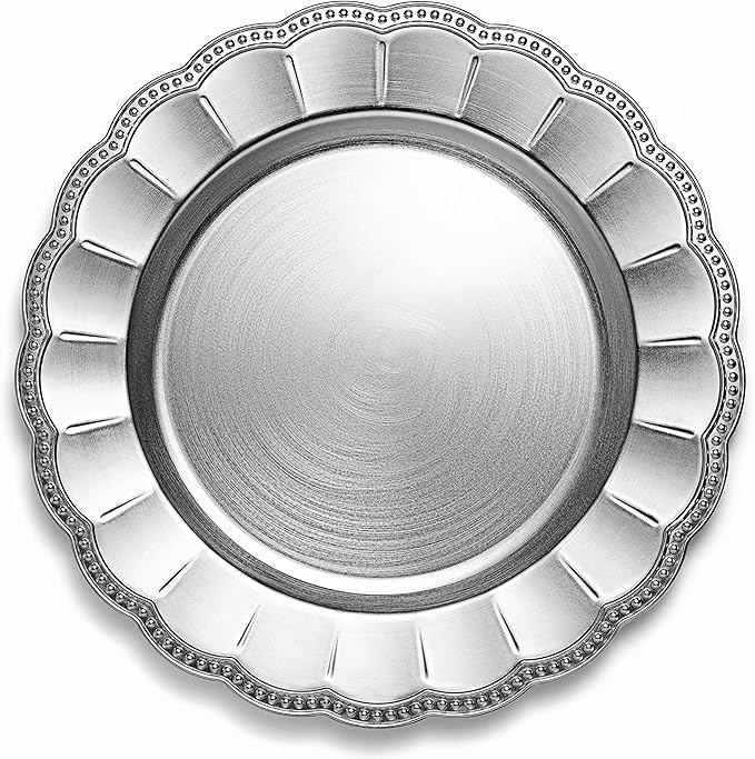 Sunflower Silver Charger Plates, 13” Elegant Chargers, Set of 6, Hand Finished (Finish May Vary) Silver Chargers for Dinner Plates & Bowls, Perfect for Weddings, Parties, Anniversary, Holidays
