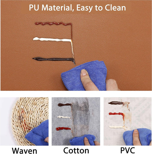 Fall Placemats Set of 2 Wipeable Table Mats Easy to Clean Waterproof Kitchen Mats for Dining Table Outdoor Indoor (2, Brown)