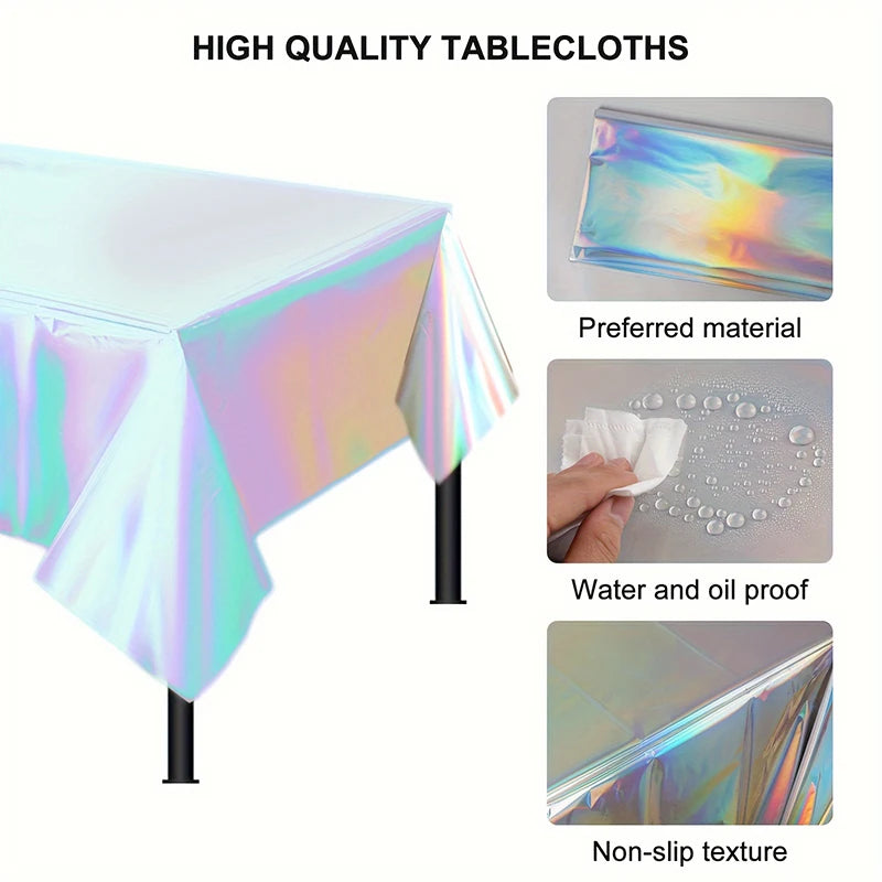 1pc, Laser Rainbow Theme Party Tablecloth,  Disposable Tablecloth Decoration Supplies,  wedding，Birthday supplies, festival gift
