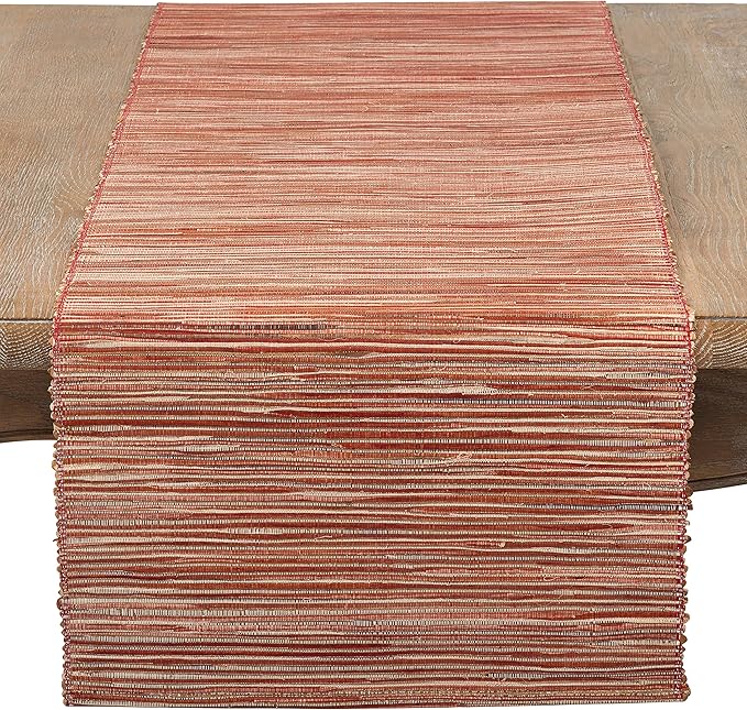 Saro Lifestyle Melaya Collection Shimmering Woven Nubby Table Runner, 16"x72", Rust