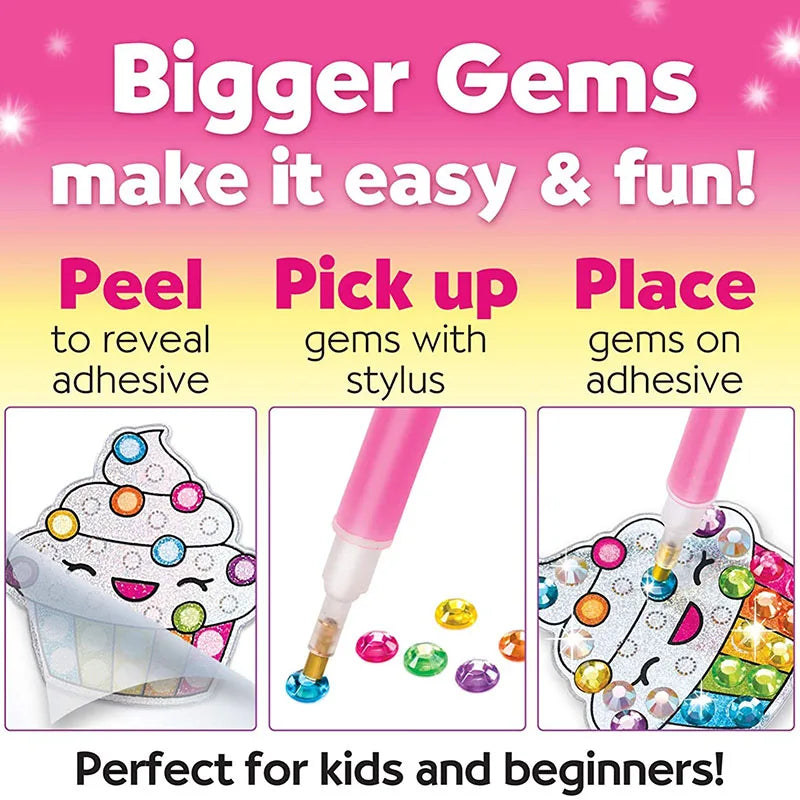 Kids Big Gem Diamond Painting Kit DIY Art Crafts Magical 5D Crysal Paint by Number Mosaic Stickers Boys Girls Diamond Embroidery