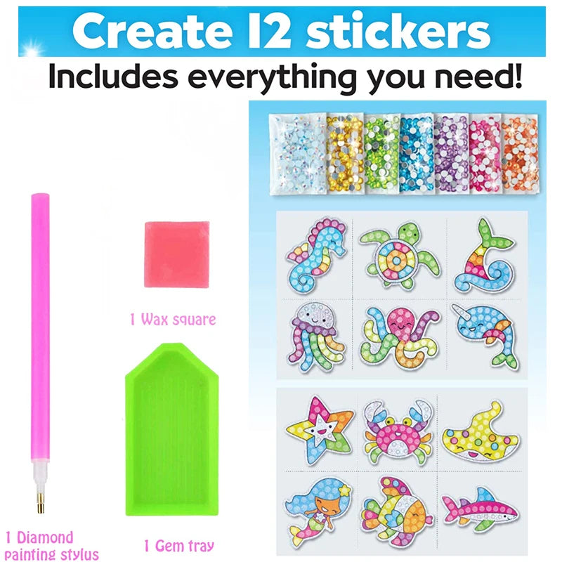 Kids Big Gem Diamond Painting Kit DIY Art Crafts Magical 5D Crysal Paint by Number Mosaic Stickers Boys Girls Diamond Embroidery
