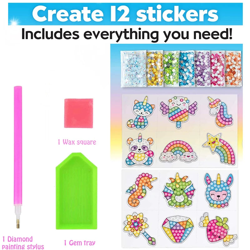 Kids Big Gem Diamond Painting Kit DIY Art Crafts Magical 5D Crysal Paint by Number Mosaic Stickers Boys Girls Diamond Embroidery