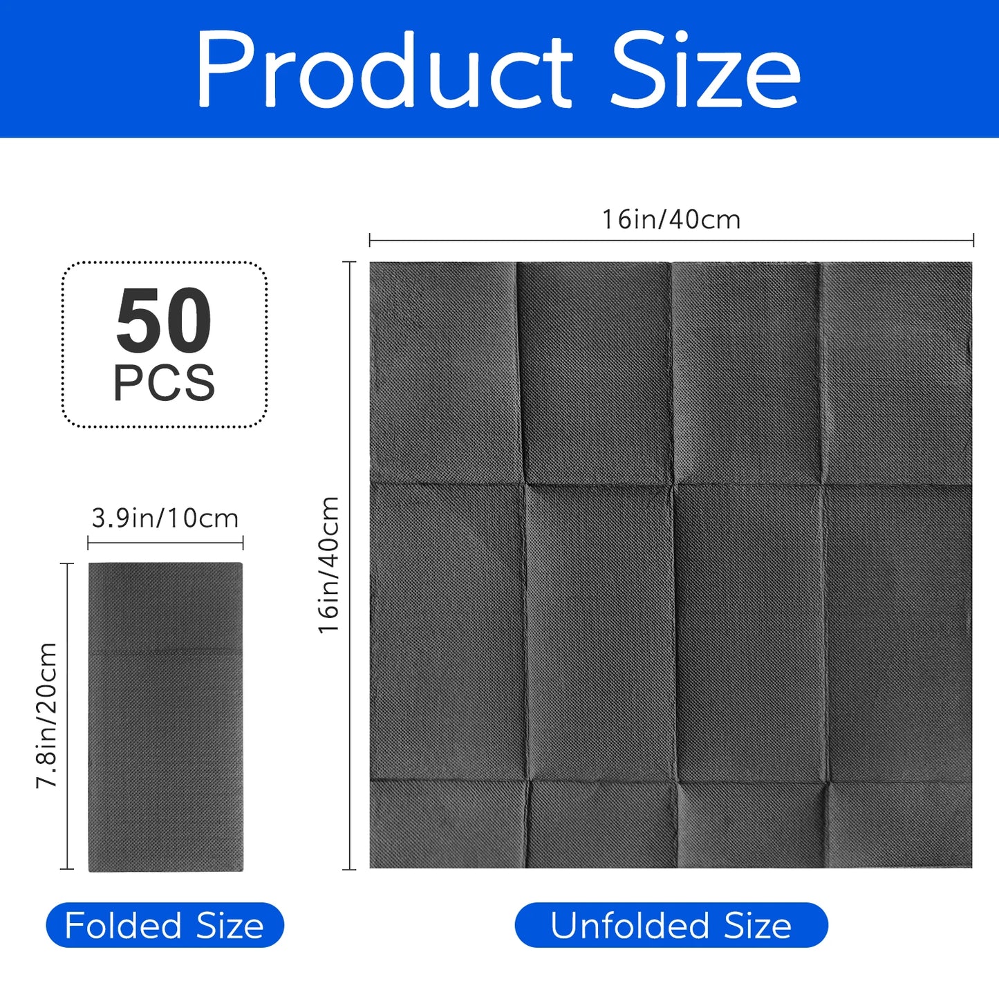 25/50PCS White Disposable  Napkins 15.75x15.75inch，Prefolded Napkin Built-in Flatware Pocket for Wedding Party