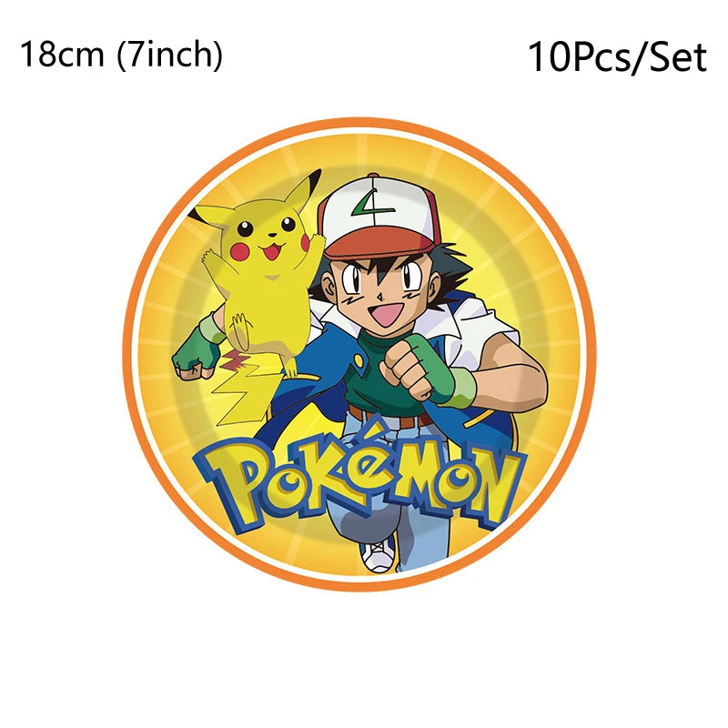 Pokemon Birthday Party Decorations Pikachu Cups Plate Disposable Tableware Napkin Kids Party Supplies Gifts