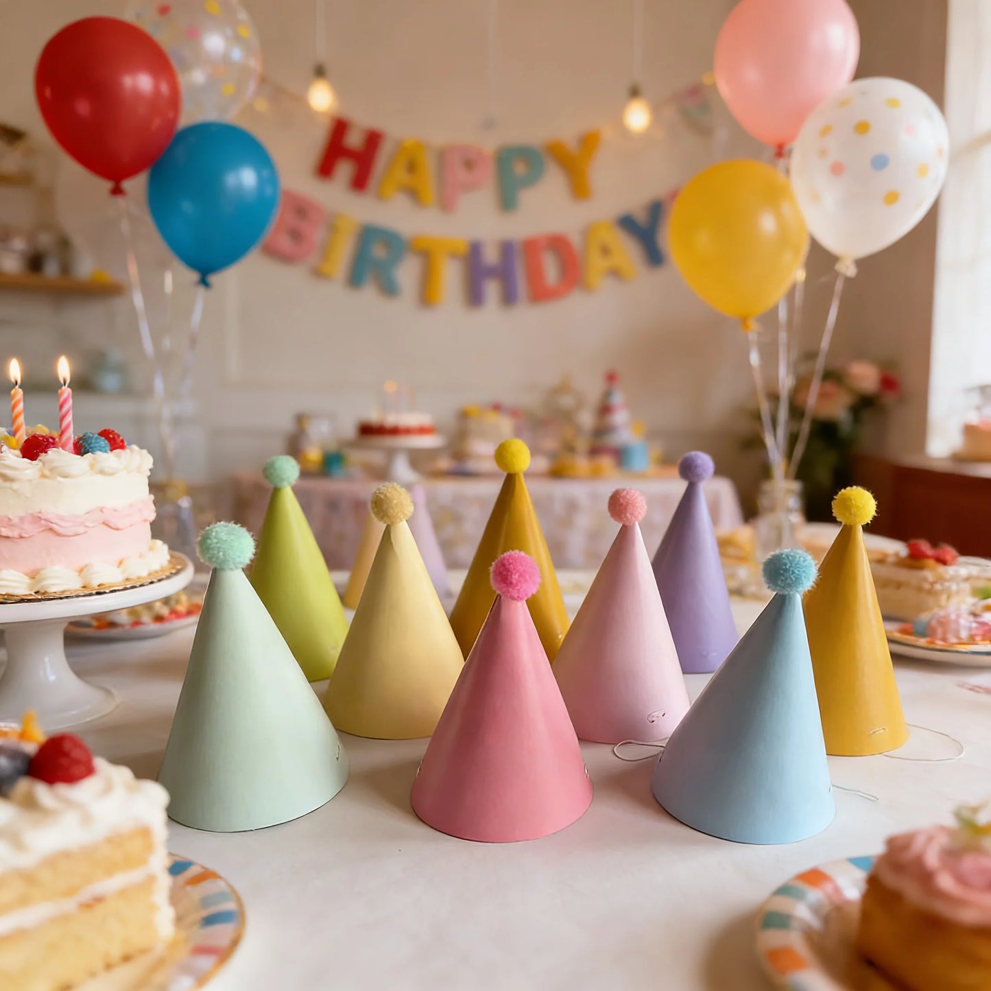 5/10 colorful birthday party hats | Macaroon cone-shaped hats, suitable for birthdays and parties