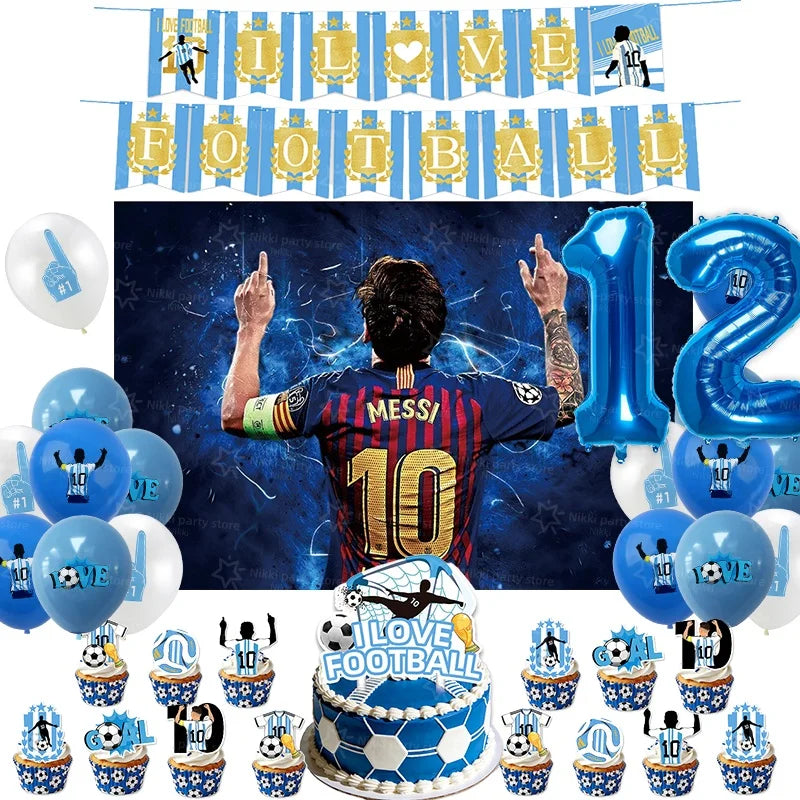 Soccer Party Supplies Superstar Messi Football Birthday Party Decoration Disposable Tableware Tablecloth Plates Cup Backdrop