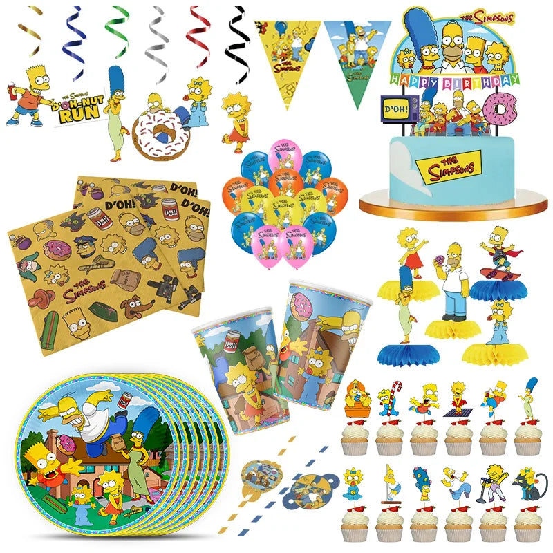 Birthday Party Decorations Disposable Tableware Set Paper Plate Banner Tablecloth Balloon Kids Adult Party Supplies