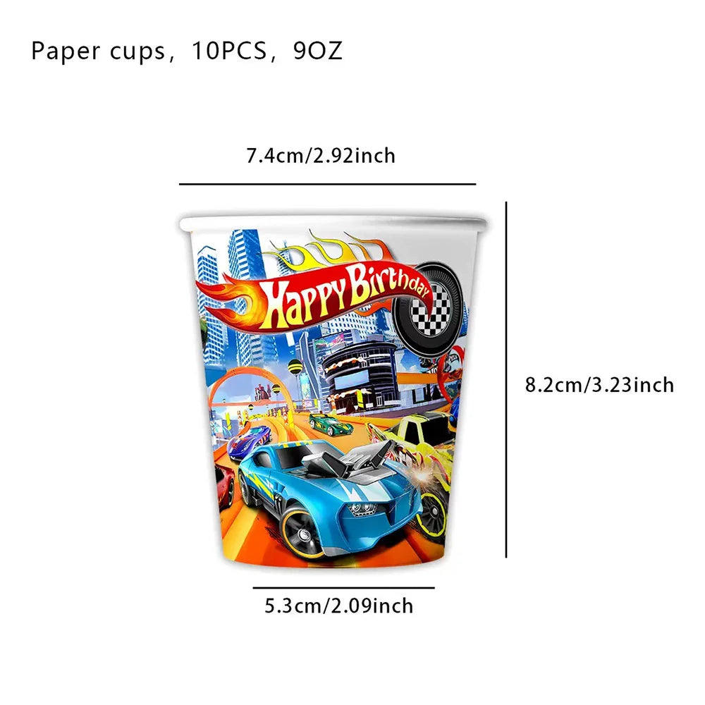 Hot Racing Car Birthday Party Decoration Tableware Tablecloth Cup Plate For Kids Baby Shower Serves Baby Shower Party Supplies