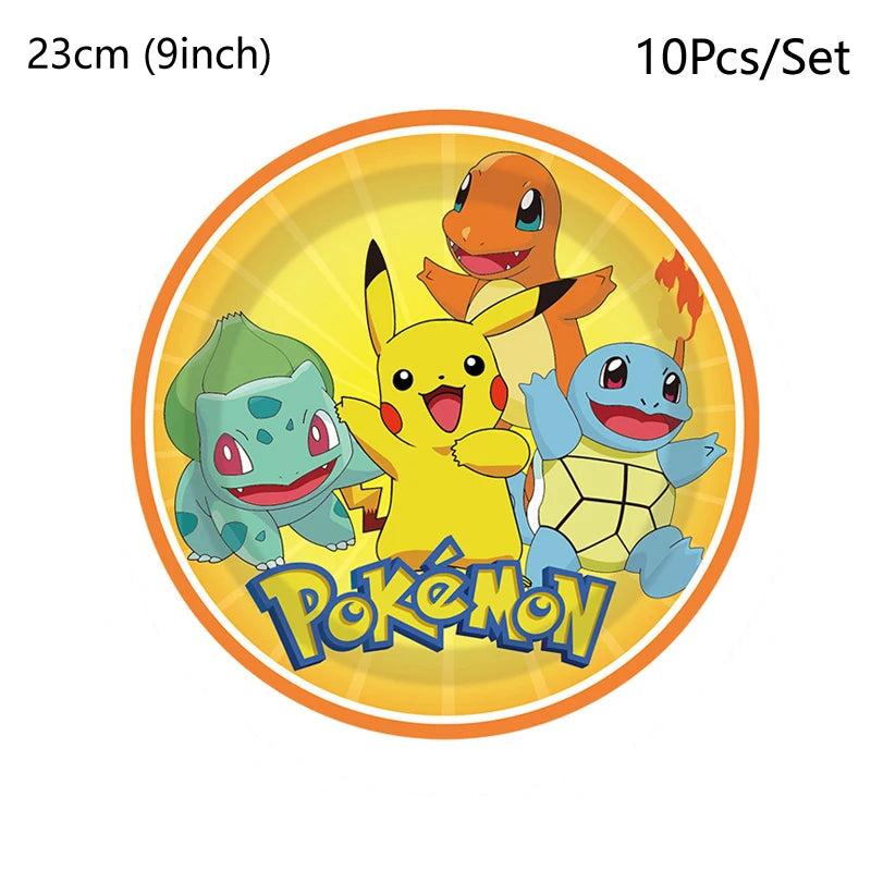 Pokemon Birthday Party Decorations Pikachu Cups Plate Disposable Tableware Napkin Kids Party Supplies Gifts