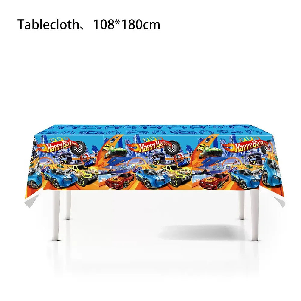 Hot Racing Car Birthday Party Decoration Tableware Tablecloth Cup Plate For Kids Baby Shower Serves Baby Shower Party Supplies