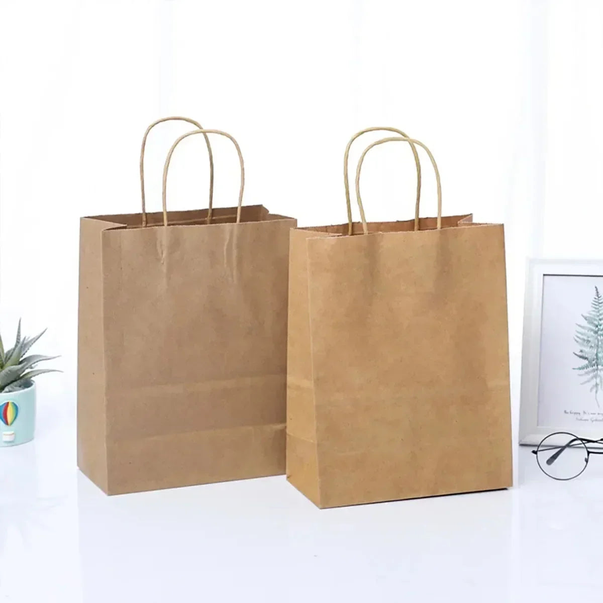 10/20/50pcs Party Favor Bags Recyclable Kraft Paper Shopping Bags for Birthday Gift Candy Treat Goodie Goody & Grocery Packaging