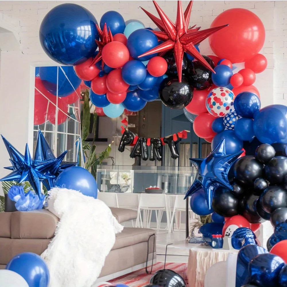 108Pcs Black Red Blue Balloons Arch Kit,for Student School Wedding Birthday Party Baby Showers Anniversary Christmas Decoration