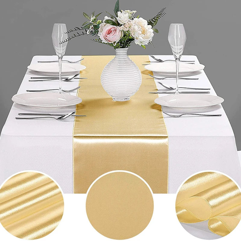 Satin Table Runner For Wedding Party Event Banquet Table Runner Luxury Dinner Tablecloth Home Wedding Table Decoration