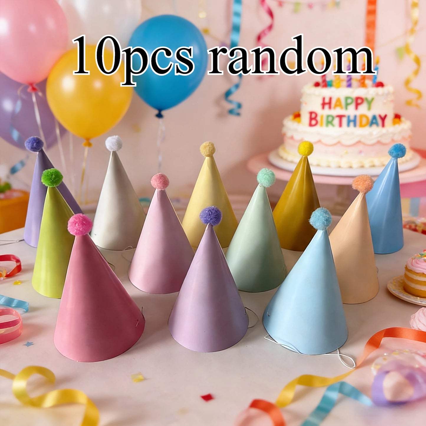 5/10 colorful birthday party hats | Macaroon cone-shaped hats, suitable for birthdays and parties