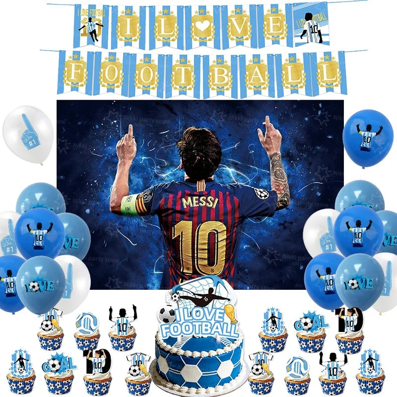Soccer Party Supplies Superstar Messi Football Birthday Party Decoration Disposable Tableware Tablecloth Plates Cup Backdrop