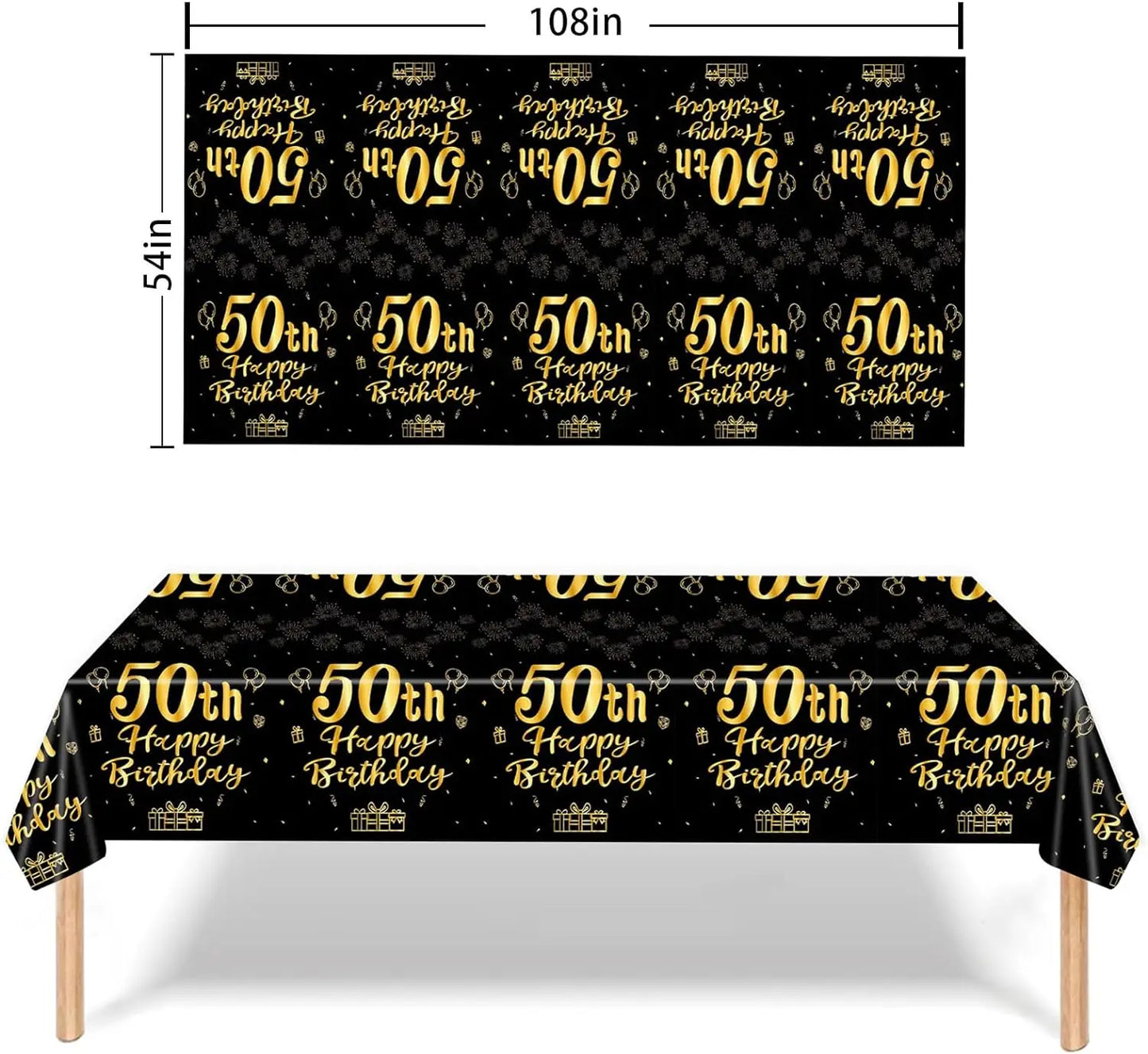 50th Birthday Party Supplies for Men Women Black and Gold 50 Years Old Party Paper Plates Cups Napkin Tablecloth Tableware Decor