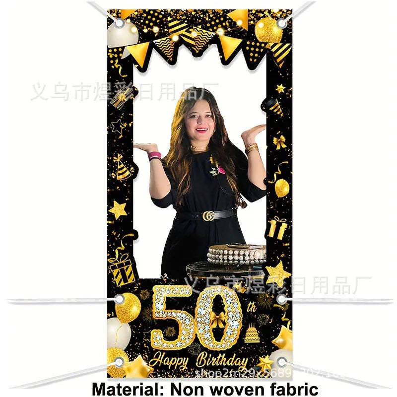 50th Birthday Party Supplies for Men Women Black and Gold 50 Years Old Party Paper Plates Cups Napkin Tablecloth Tableware Decor