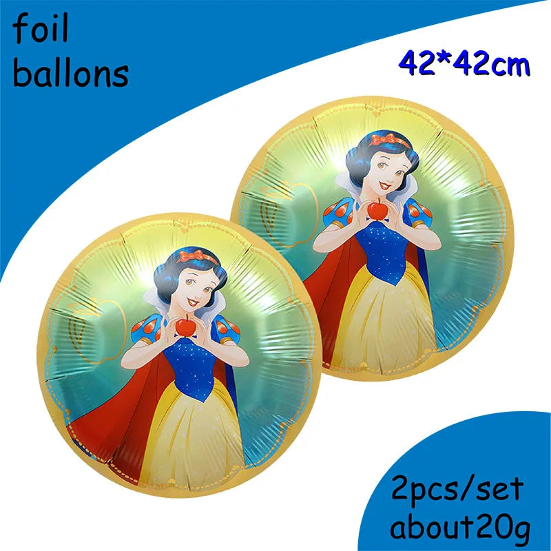 Snow White Birthday Party Set Cup Plate Napkins Tablecloth Cake Topper Balloons Disposable Tableware Baby Shower Supplies