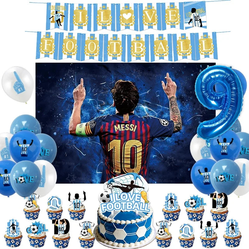 Soccer Party Supplies Superstar Messi Football Birthday Party Decoration Disposable Tableware Tablecloth Plates Cup Backdrop