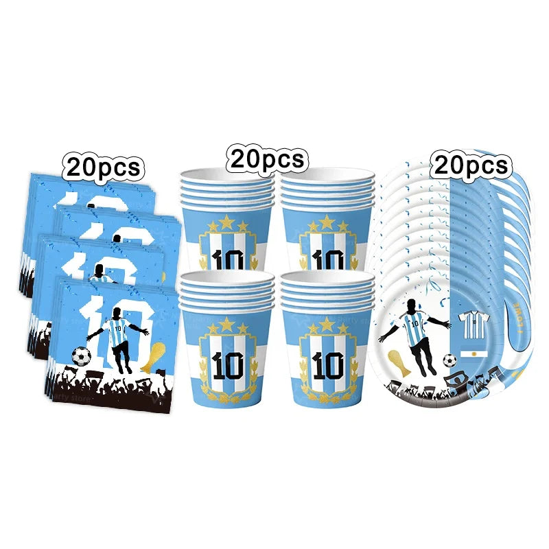 Soccer Party Supplies Superstar Messi Football Birthday Party Decoration Disposable Tableware Tablecloth Plates Cup Backdrop