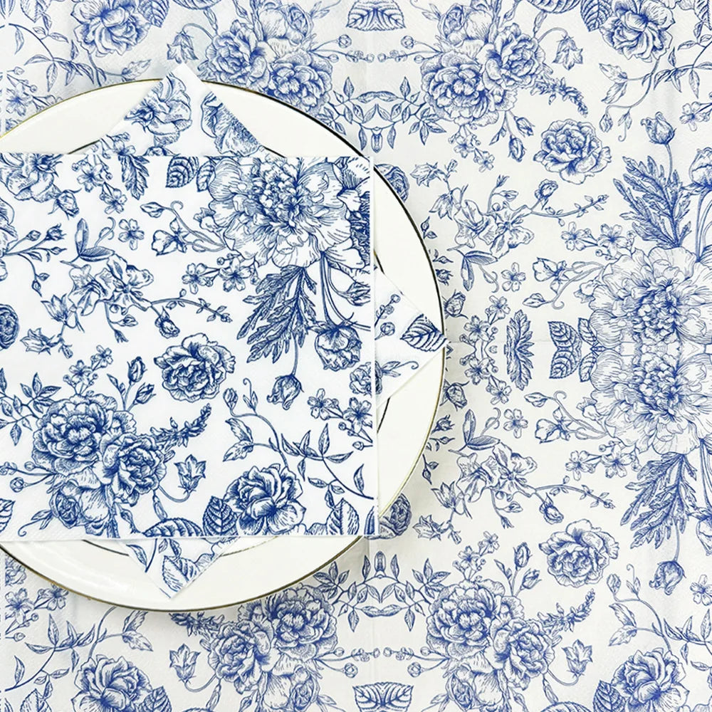 20 piecesperpackofvintageblueprintednapkinsblue andwhiteporcelainpartynapkinshotel party disposable napkins