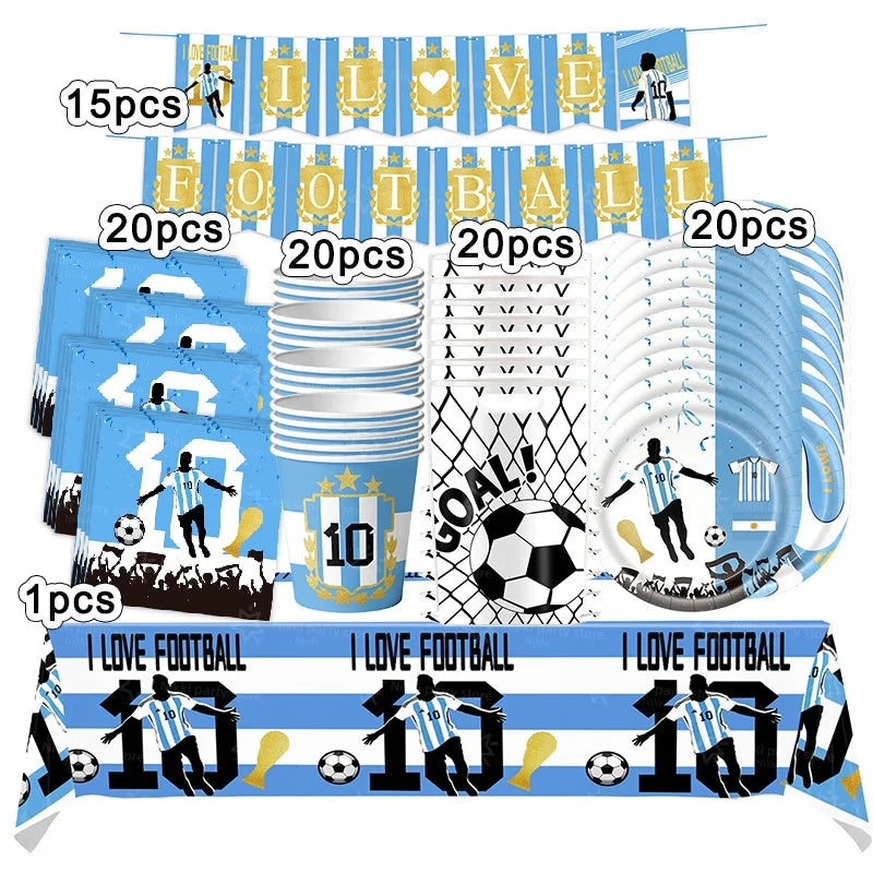 Soccer Party Supplies Superstar Messi Football Birthday Party Decoration Disposable Tableware Tablecloth Plates Cup Backdrop